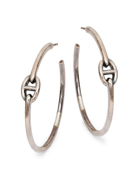 hermes silver hoop earrings.